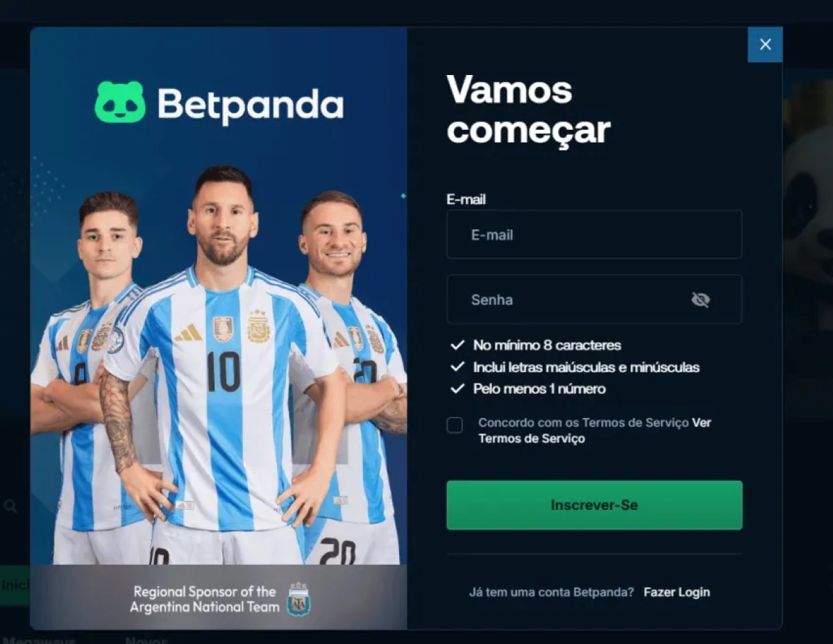 Apostas com cartão de crédito no Betpanda
