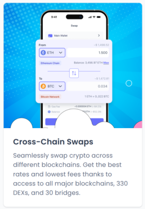 Cross chain swaps showing 330 DEX capability.