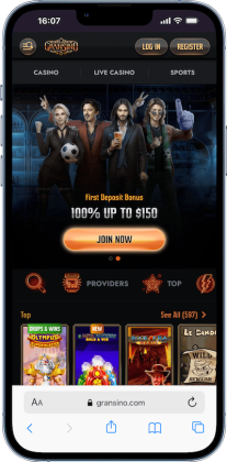 gransino casino mobile screenshot