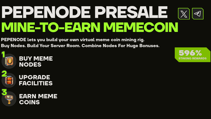 PEPENODE-Vorverkauf zum Minen von Memecoins.