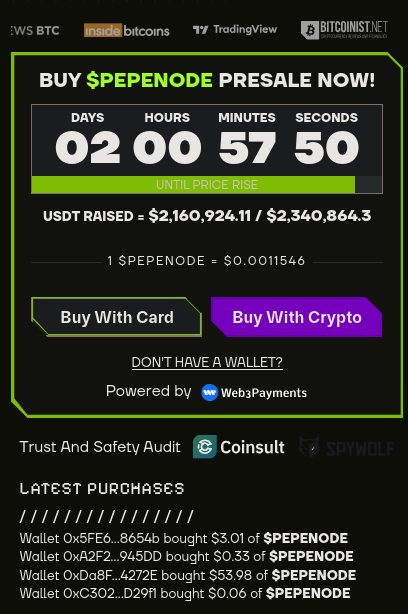 PEPNODE-Vorverkaufspreis-Widget.