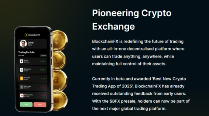 B;ockchainFX - pioneering crypto exchange.