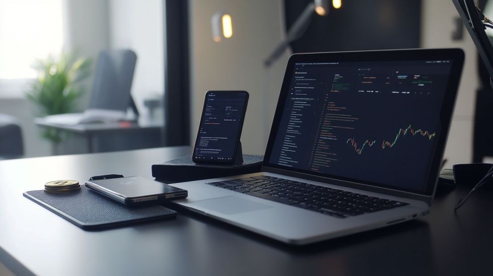 kursy kryptowalut ceny notowania krypto wykres laptop