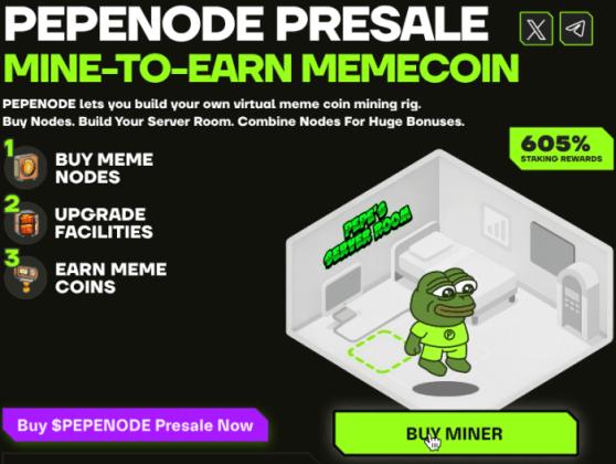 PEPENODE mine-to-earn feature explained.