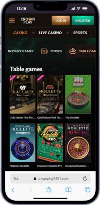 Table games section Crown Play