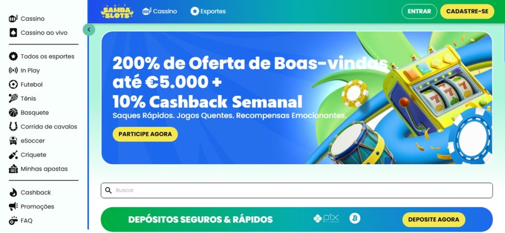 Samba Slots é uma das casas de apostas com Pix preferidas dos apostadores brasileiros