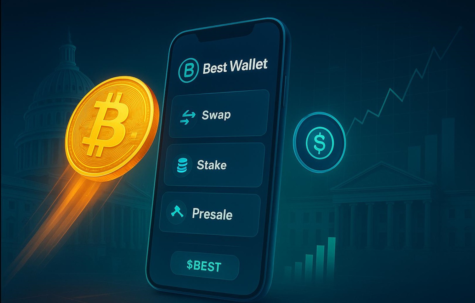 US government’s $104B monthly interest expenses fuel Bitcoin & $Best’s $17.6M presale.