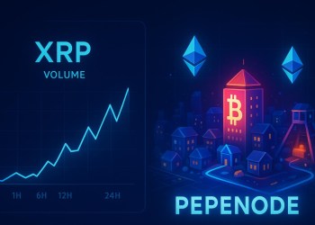 XRP volume explodes as smart money rotates into higher-beta plays like PEPENODE.