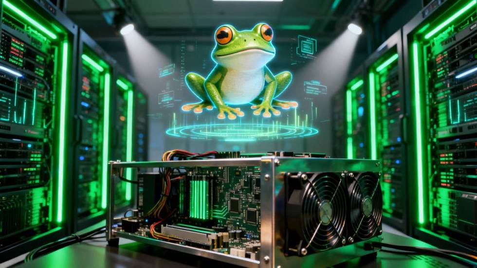 ภาพจำลองระบบขุดเหรียญ PepeNode ในรูปแบบ Play to Earn 3.0