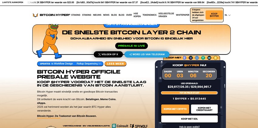 BTC koers presale-focus op Bitcoin Hyper (HYPER) als alternatieve bet