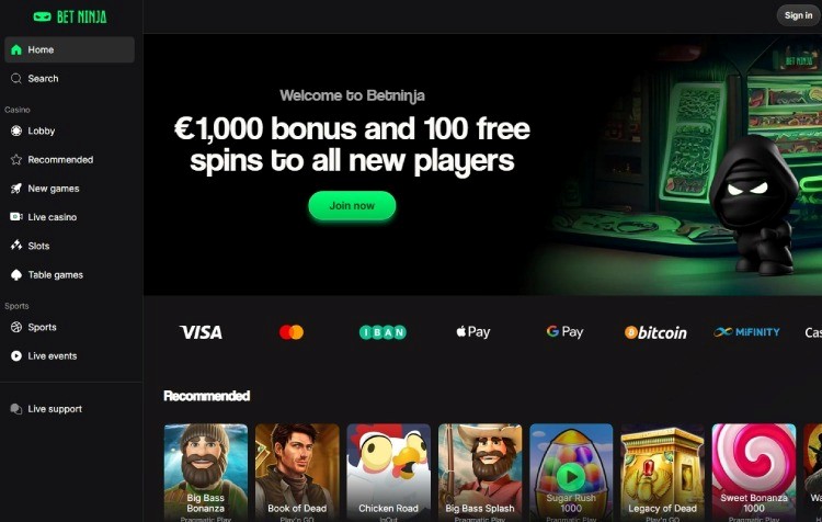 BetNinja, 10 euro deposit casino