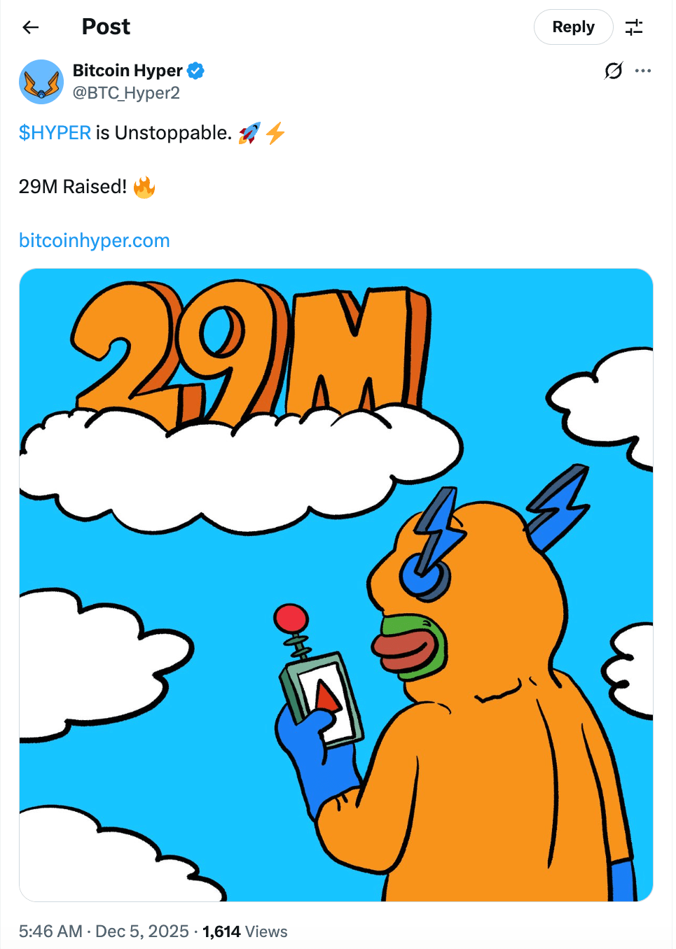 Bitcoin Hyper z 29 mln USD