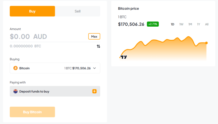 Buying Bitcoin with Bitcoin.com.au.