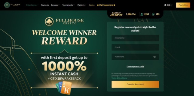 Full House Crypto – Poker zonder Cruks en zonder KYC