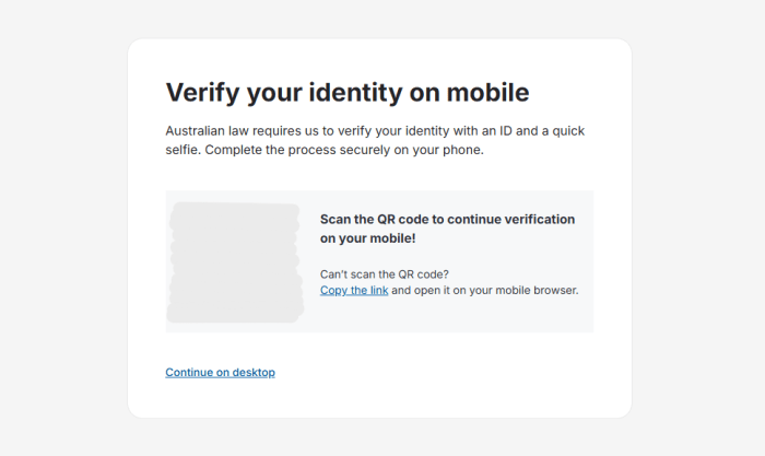 Identity verification for Bitcoin.com.au.