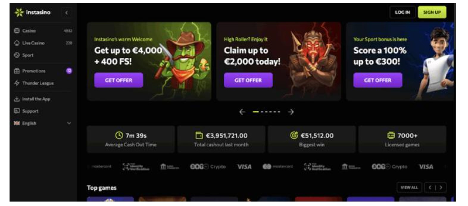 Instasino: 10 euro deposit casino met directe toegang en sportweddenschappen