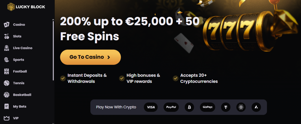 4. Lucky Block – modernus kripto kazino su greičiausiomis išmokomis
