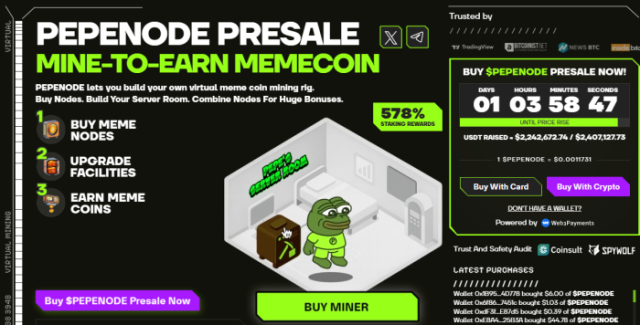 $PEPENODE’s mining ecosystem and presale numbers.