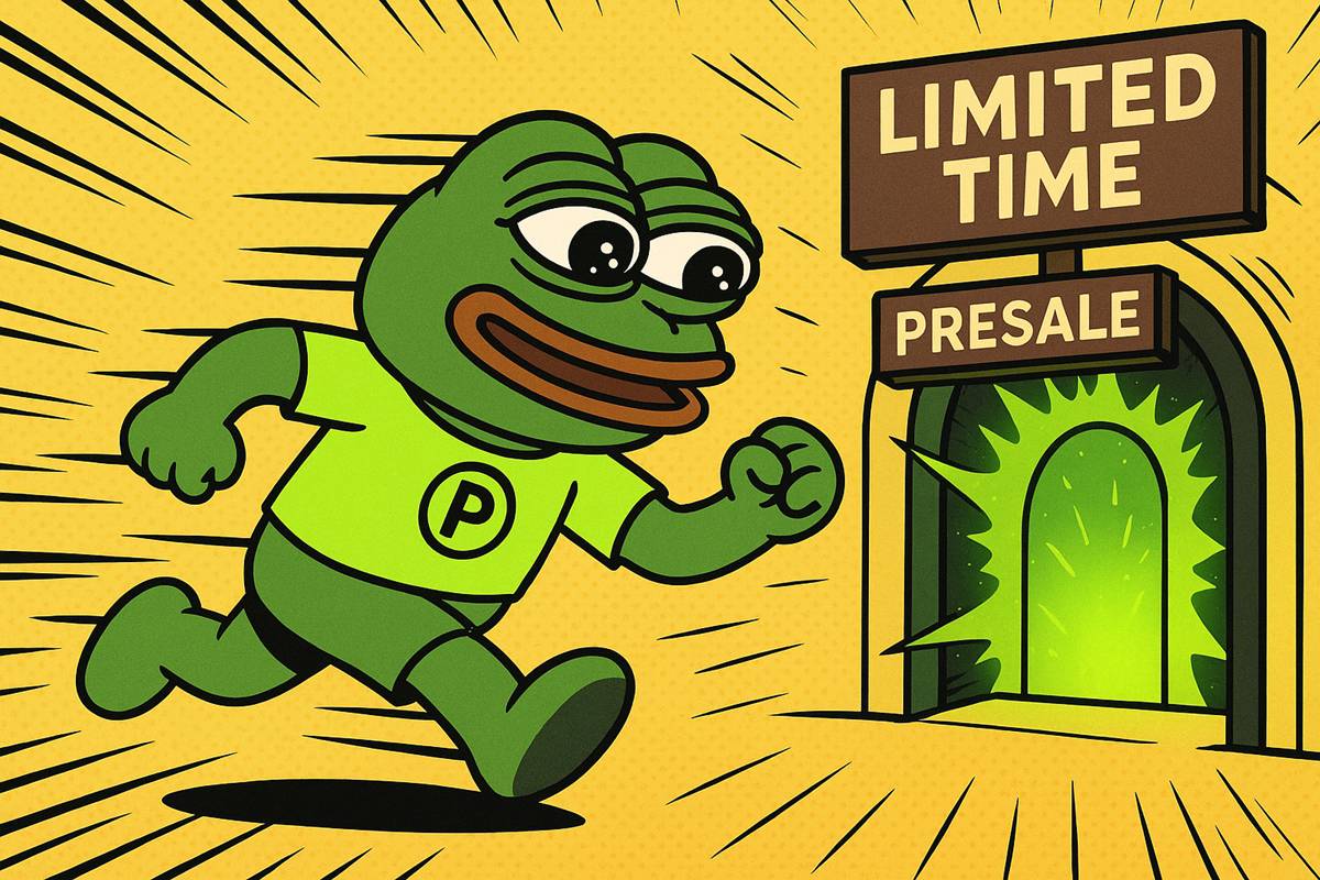 มาสคอต Pepenode วิ่งเข้าสู่ประตูพรีเซลเรืองแสงสีเขียว