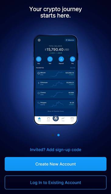 หน้าจอแอป Crypto.com แสดงยอดพอร์ตและสินทรัพย์คริปโต