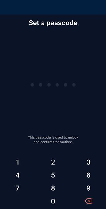 หน้าตั้งรหัสผ่านแอป Crypto.com สำหรับยืนยันธุรกรรม