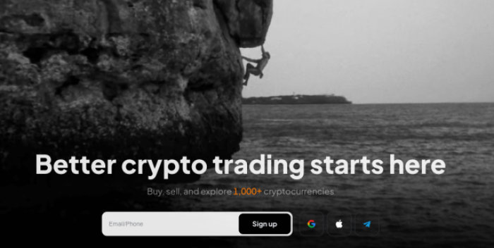 Screenshot of Toobit's homepage.