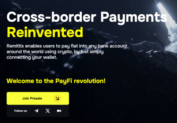 Snippet of the Remittix presale website.