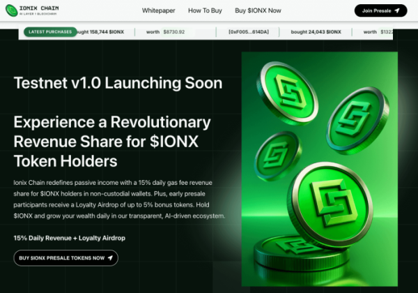 Ionix Chain presale website.