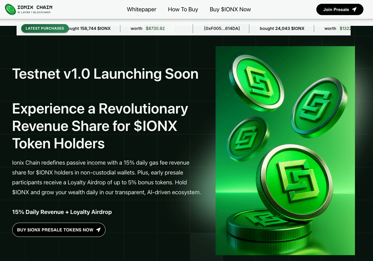 Vorverkaufswebsite der Ionix-Kette.