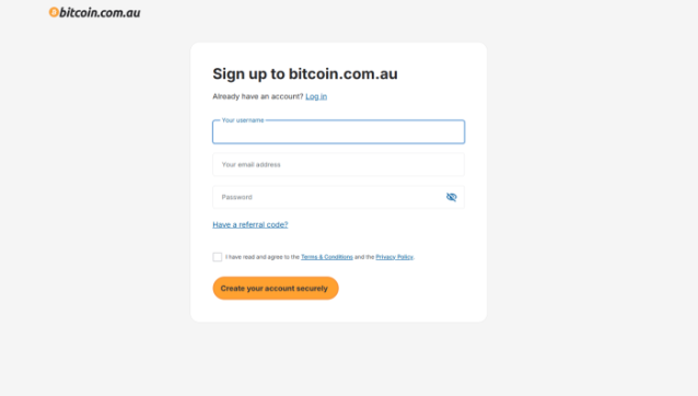 Sign up to Bitcoin.com.au.