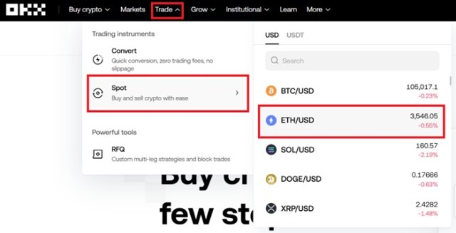 Select $ETH trading pair.