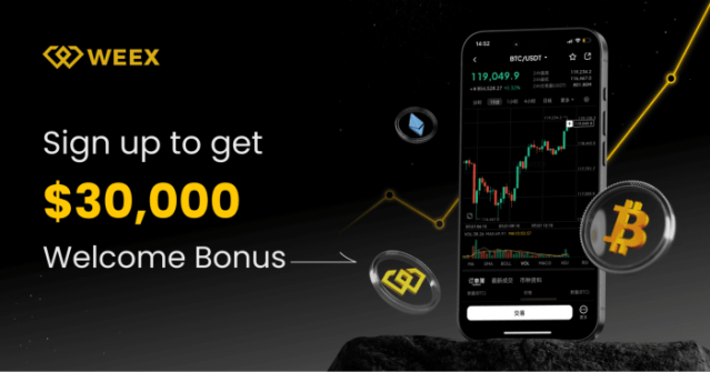 Earn up to $30k as Welcome Bonus on Weex.