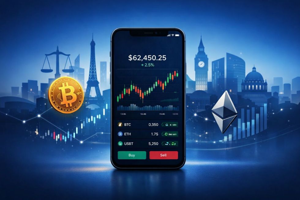 kryptowaluty bitcoin ethereum wykres telefon smartfon