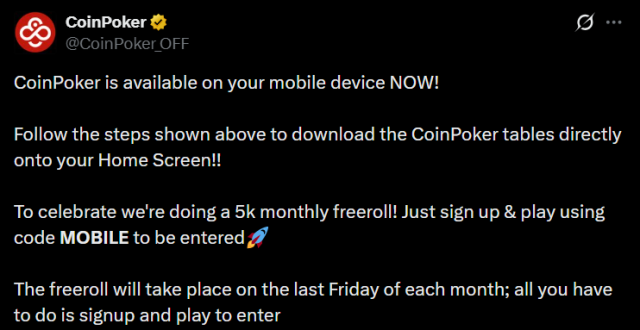 Oznámení CoinPoker na X