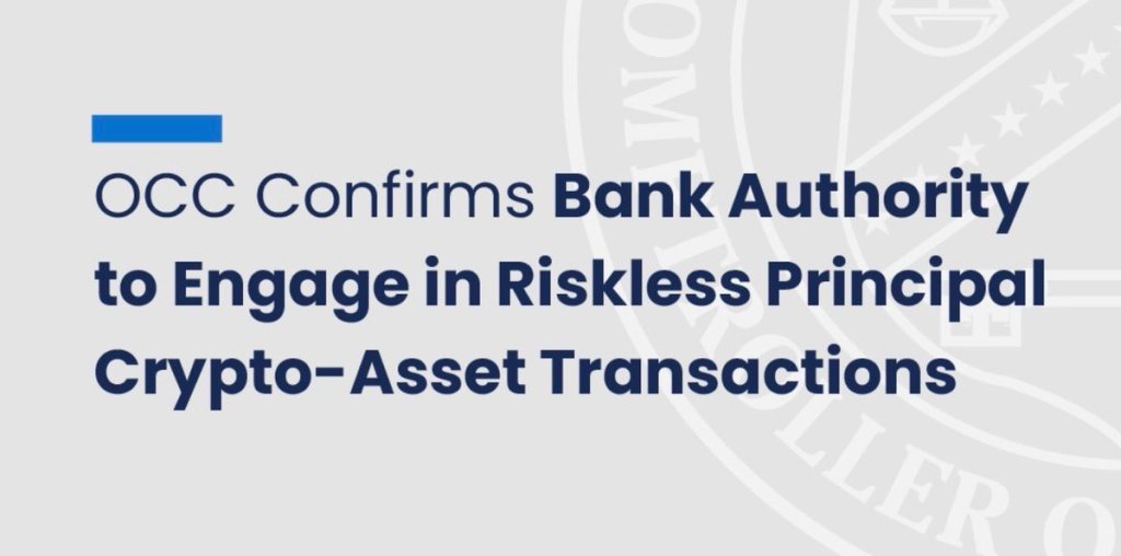 OCC는 은행들이 직접 암호화폐를 보유하지 않고도 고객의 매매를 중개할 수 있도록 허용했다.