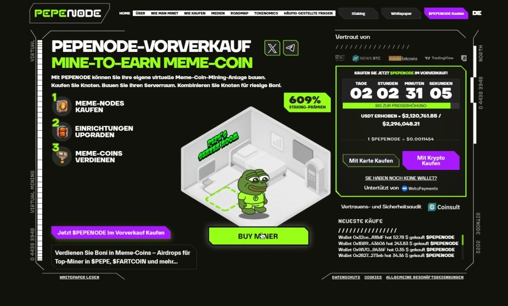 PepeNode (PEPENODE): Mine-to-Earn trifft Presale-Momentum