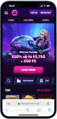 Mobile screenshot of Robycasino, one of the best horse betting sites