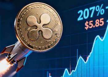 กราฟราคา XRP พุ่งขึ้นตามการวิเคราะห์ของ Dark Defender ที่คาดการณ์เป้าหมายใหม่ที่ $5.85