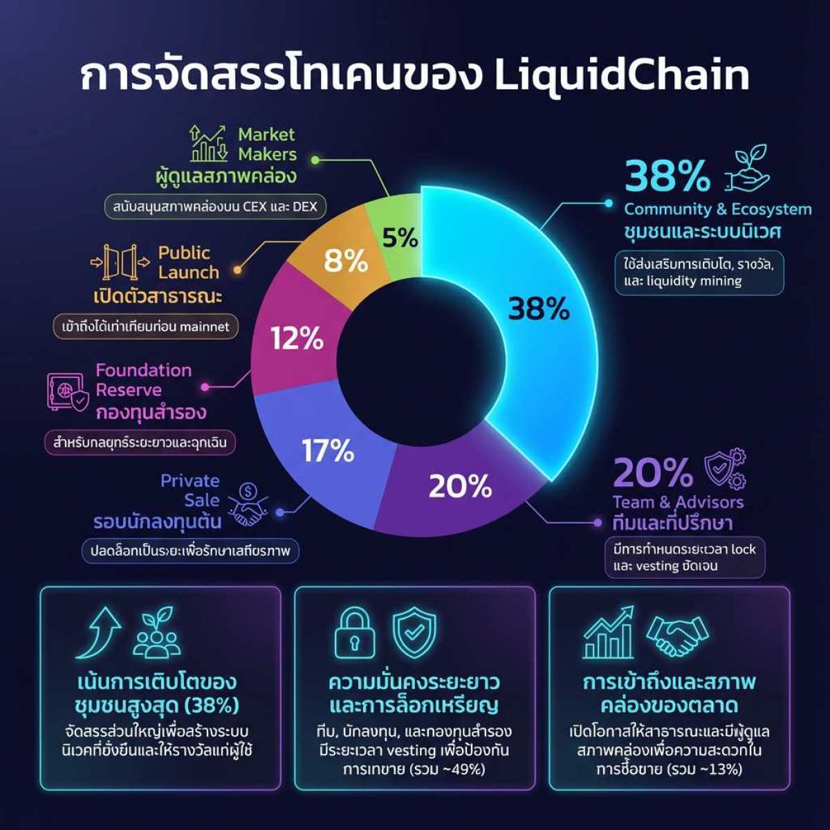 LiquidChain Tokenomics วิธีซื้อ LiquidChain ก็เช่นเดียวกับคริปโตอื่นๆ คือ ควรศึกษา Tokenomics ก่อน
