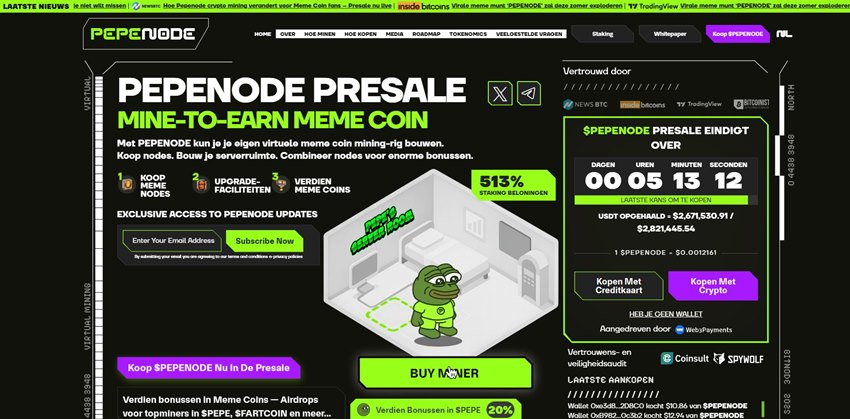 Pepenode (PEPENODE) lanceert vandaag 1500, presale krijgt laatste kans