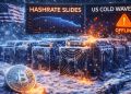 Bitcoin Hashrate Slides: US Cold Wave Knocks Mining Rigs Offline