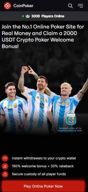 Mobile View of CoinPoker Best Offshore poker Site