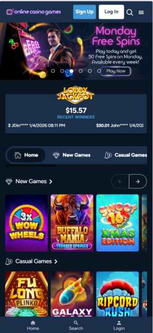 Mobile screenshot of OCG Casino