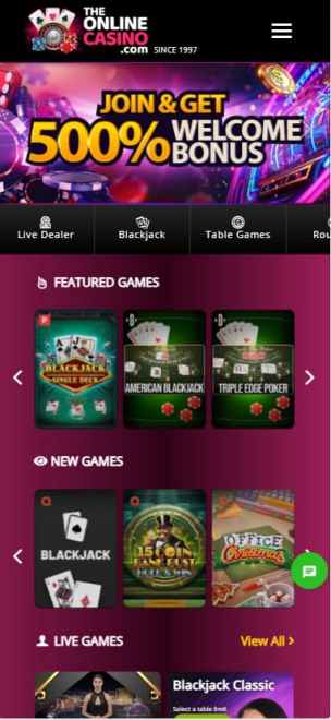 The Online Casino mobile view, offshore poker casino