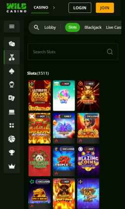 Wild Casino mobile schreenshot, regulated offshore casino
