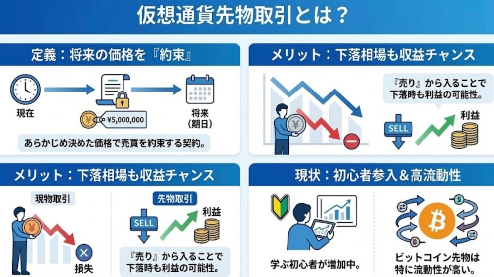 仮想通貨先物取引のガイドイメージ
