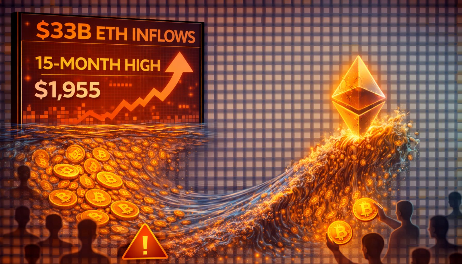 Ethereum: Influxos de US$ 33 Bilhões Atingem Pico de 15 Meses em Meio à Incerteza do Mercado