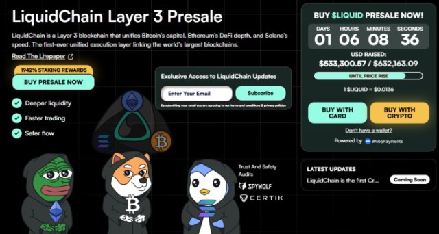 LiquidChain's presale performance.