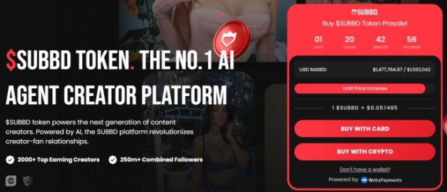 SUBBD Token presale price.