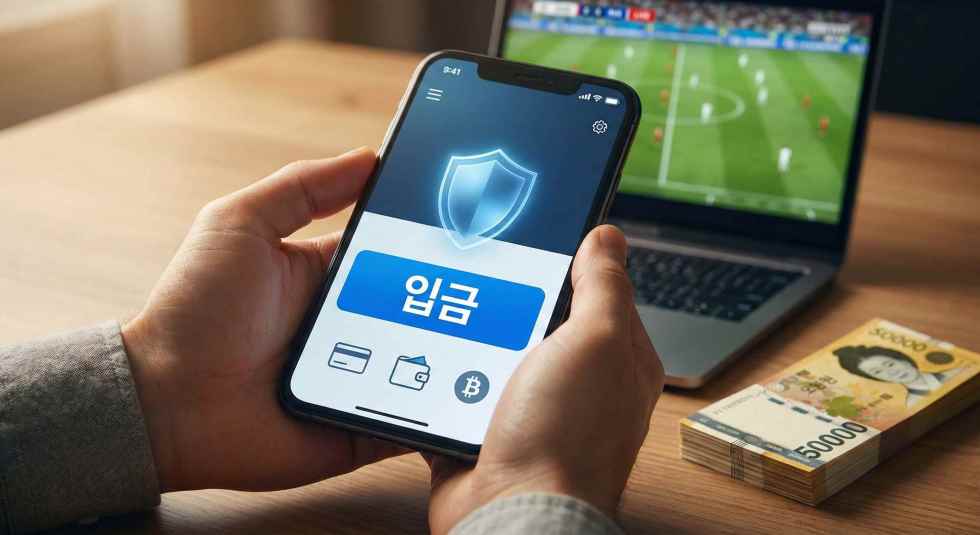 한국인이 핸드폰으로 입금화면을 손으로 들고있음